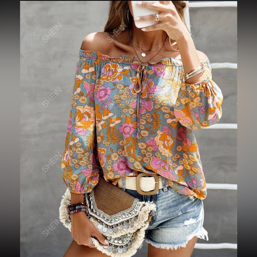Floral Print Off Shoulder blouse